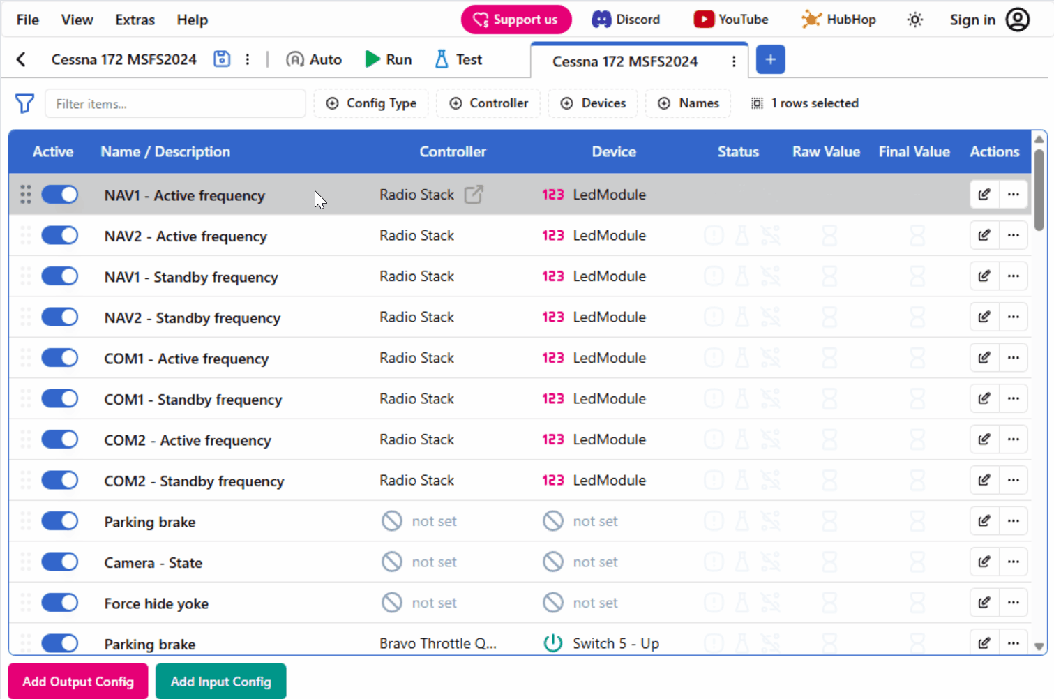 Animated screenshot of mulitple configurations being selected with the SHIFT and CTRL key.